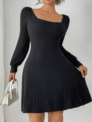 Butterfly Back Ribbed Square Neck Dress