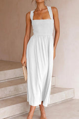 Crisscross Smocked Wide Strap Dress