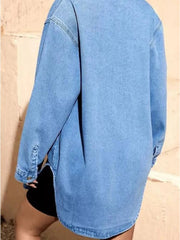Slit Button Up Denim Shirt