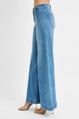 RISEN Full Size Mid Rise Wide Front Patch Pocket Jeans Plus Size