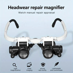 Aura LED Head Magnifier | Adjustable Hands-Free 8X 15X 23X Viewing