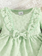 Children's Floral Embossed Ruffle Trim Top and Pants Set
