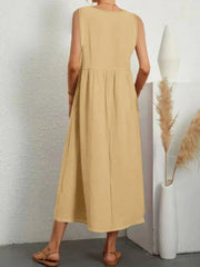 Full Size V-Neck Sleeveless Dress with Pockets Plus Size