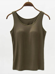 Full Size Wide Strap Modal Tank with Bra
