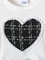 Children's Plaid Heart Top and Skirt Set