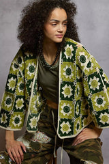 POL Open Front Cardigan with Varied Patterns