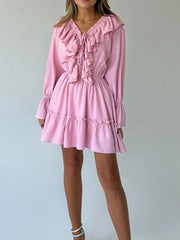 Ruffle Flounce Sleeve Mini Dress