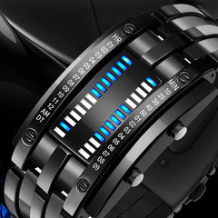 Binary LED Wristwatch | Alloy Case And Strap | 30M Water-Resistant Digital Display
