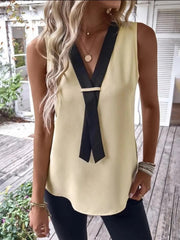 Full Size V-Neck Contrast Tank Plus Size