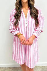 Striped Notched Mini Dress
