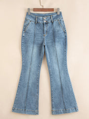 High-Waisted Flare Jeans with Seam Detail