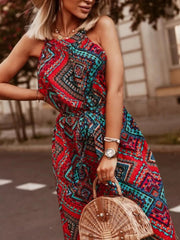 Tropical Floral Halter Neck Summer Dress