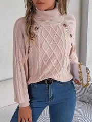 Cable Knit Turtleneck Long Sleeve Sweater