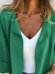 Full Size Open Front 3/4 Sleeve Cardigan Plus Size