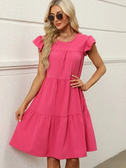 Tiered Ruffle Sleeve Mini Dress