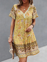 Floral Print V-Neck Summer Dress