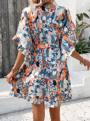 Printed Surplice Half Sleeve Dress