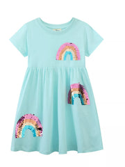 Children's Sequin Rainbow Casual Dress