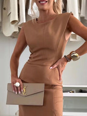 Full Size Slit Round Neck Sleeveless Dress Plus Size
