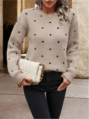 Polka Dot Round Neck Sweater