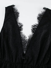 Lace Deep V-Neck Maxi Dress