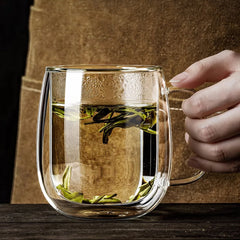 Double Walled Glass Coffee Cup – 450ml Insulated Coffee Mug for Hot Beverages