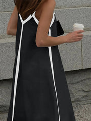 Contrast Trim V-Neck Maxi Dress