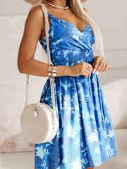 Tropical Print Spaghetti Strap Mini Dress