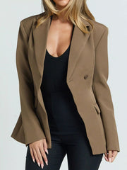 Lapel Collar One Button Blazer