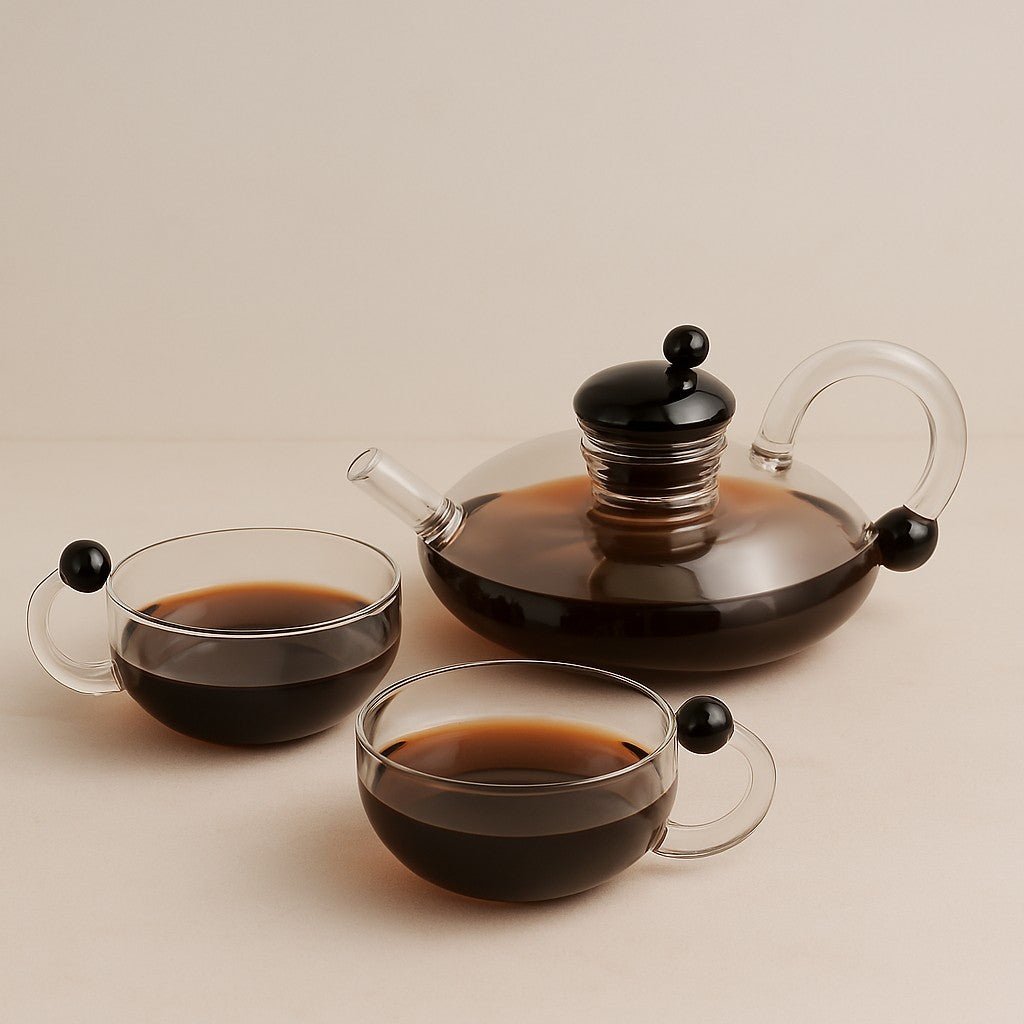 ElaraPure™ Filtration Teapot Set with Matching Cups – 600ml Heat-Resistant Glass