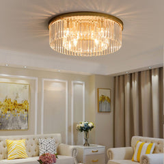 Elegant Crystal Flush Mount Ceiling Light – 40 cm Width, Iron and Crystal, Ideal for Living Room and Bedroom