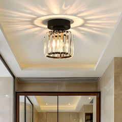 Elegant Crystal Glass Ceiling Light Fixture for Modern Interiors – Brass Base, E27/E26 Compatible