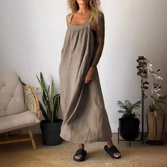 Essara Cotton-Linen Sling Dress | Airy Relaxed Fit | Sizes S-5XL