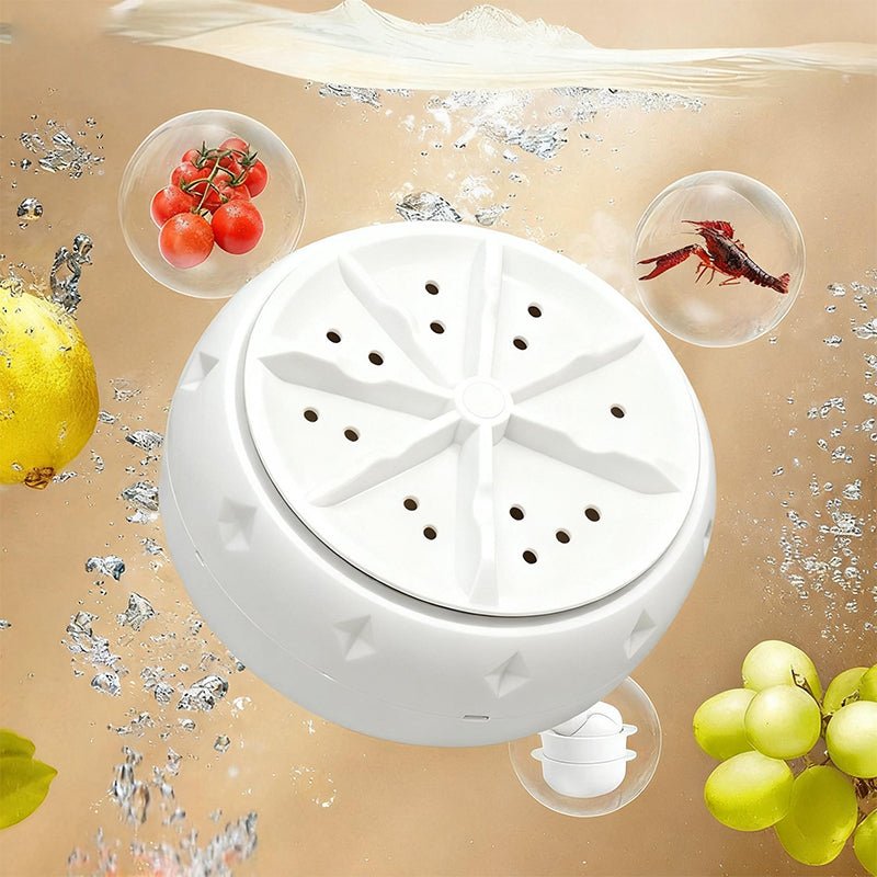 Everspin Produce Washer | USB Vortex Cleaning for Vegetables, Compact White Design