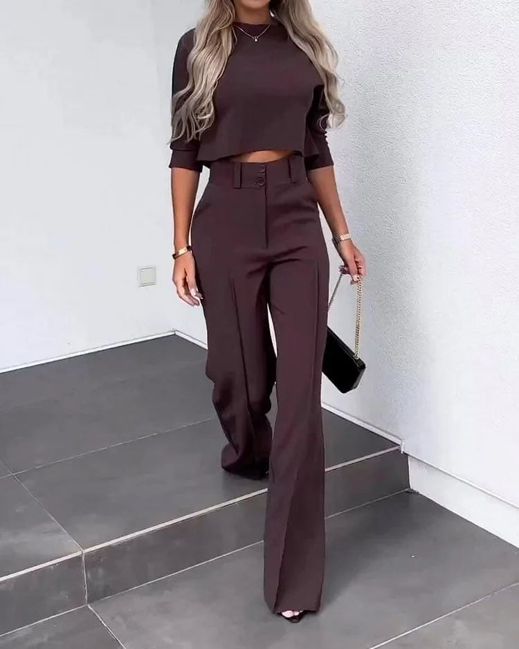 Everyday Tailored Pantsuit | High-Waisted Straight-Leg Set for Women