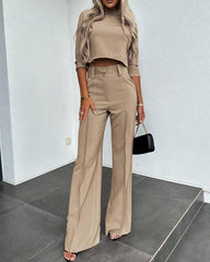 Everyday Tailored Pantsuit | High-Waisted Straight-Leg Set for Women