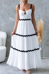 Tiered Maxi Dress with Scalloped Trim
