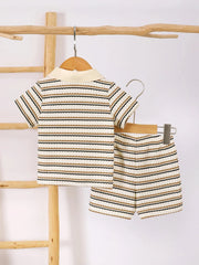 Children's Striped Short Sleeve Polo and Pants Set