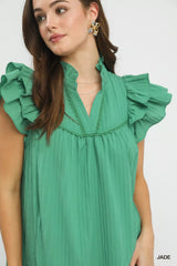 Umgee Flutter Sleeve Tiered Dress