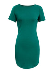 Round Neck Short Sleeve Mini Tee Dress