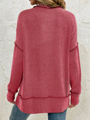 Side Slit Round Neck Dropped Shoulder Sweatshirt