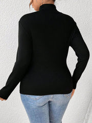 Plus Size Long Sleeve Fitted Turtleneck T-Shirt