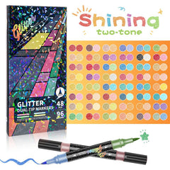 Gemstone Art Marker Sets | Dual Tips for Glitter Crafts & Lettering