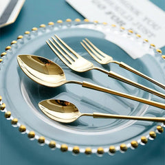 Gold Titanium Bistro Set - 5-Piece Unbreakable Stainless Steel Flatware for Elegant Dining