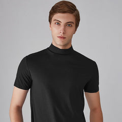 Harbor High-Neck Slim Fit Tee | Breathable Polyester-Silk Blend