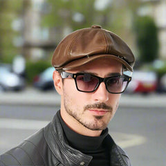 Maverick Men's Leather Cap | Handcrafted Genuine Leather, Vintage-Inspired