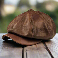 Maverick Men's Leather Cap | Handcrafted Genuine Leather, Vintage-Inspired