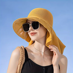 Mela Women's Sun Hat | Breathable Mesh with Neck Shawl, Wide Brim Sun Protection