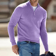 Milo Men's Quarter Zip Sweater | Lightweight Knitted Polyester, Casual