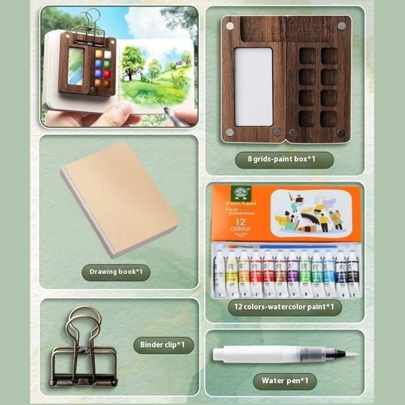 Mira Travel Watercolor Set | Portable Mini Color Box with 12 Vibrant Paints